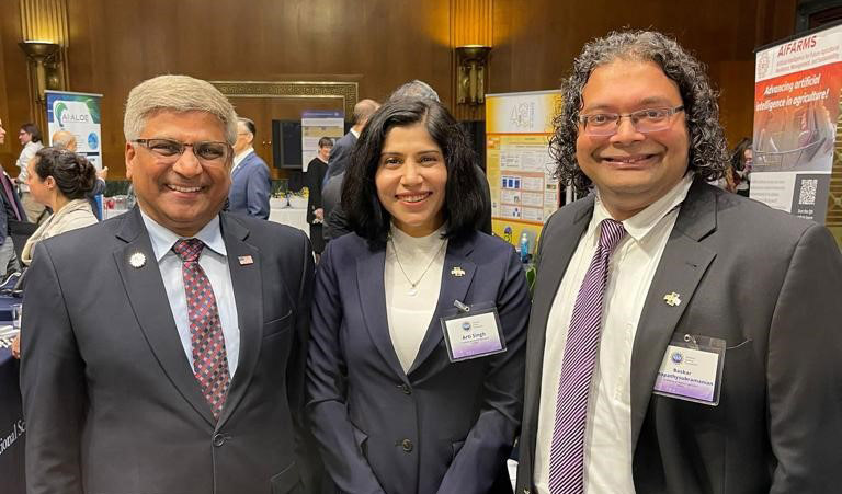 From left, NSF’s Sethuraman Panchanathan, Arti Singh, and Baskar Ganapathysubramanian.