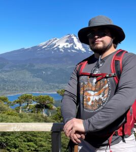 Gabriel Ponce in front of Lliama Volcano in Chile.